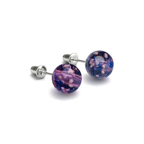 Purple Elixir | .925 Sterling Silver | Firefly Glass Stud Earrings