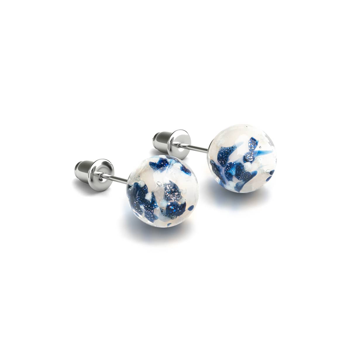Starlit Waves | .925 Sterling Silver | Firefly Glass Stud Earrings