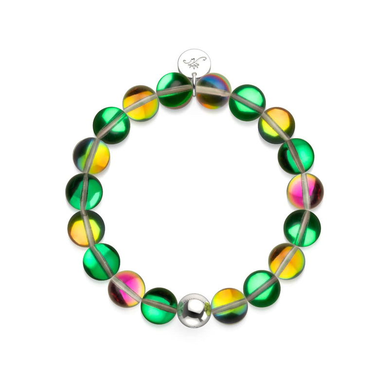 Emerald Moon | .925 Sterling Silver | Galaxy Glass Statement Bracelet