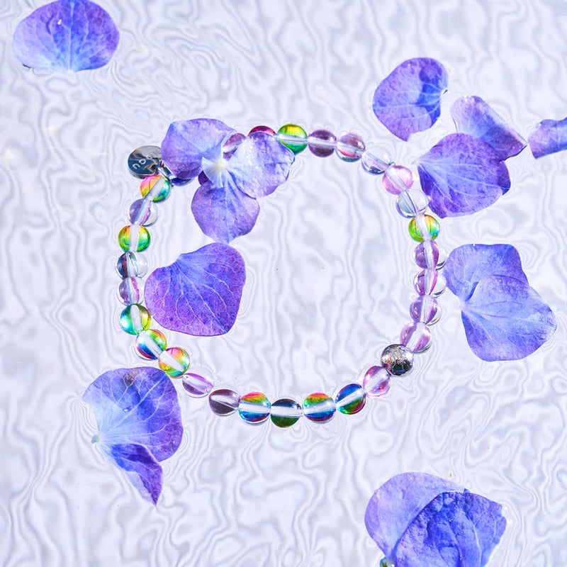 Purple Rain | Silver | Galaxy Glass Bead Bracelet