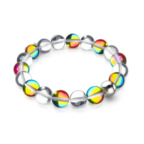 Rainbow Sky | .925 Sterling Silver | Galaxy Glass Statement Bracelet