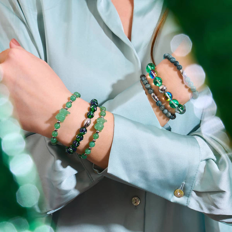 Lucky Artio | Gemmy Bear Bracelet | Green Aventurine