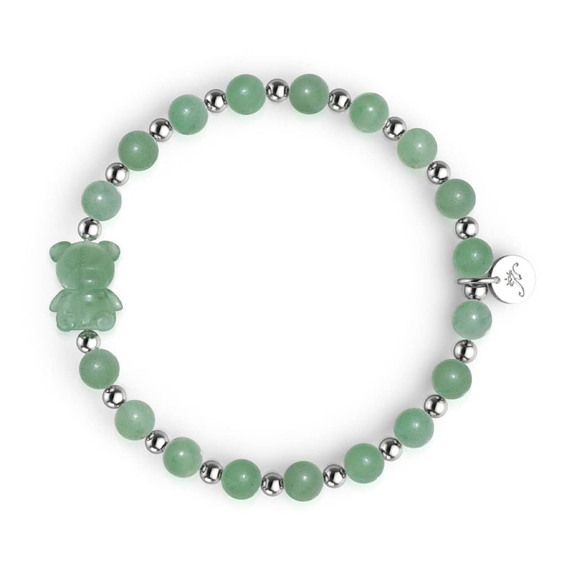Lucky Artio | Gemmy Bear Bracelet | Green Aventurine
