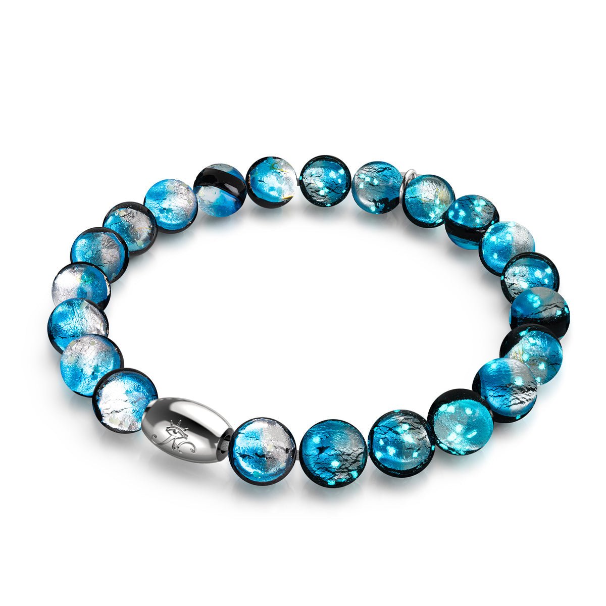 Bracelet Satellite Titania | Bleu Turquoise Cristal Émail | Fermoir Mousqueton