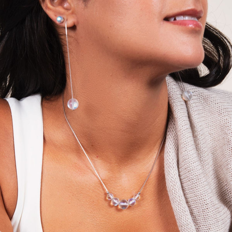 Rainbow White | .925 Sterling Silver | Mermaid Glass Infinity Clasp Anklet