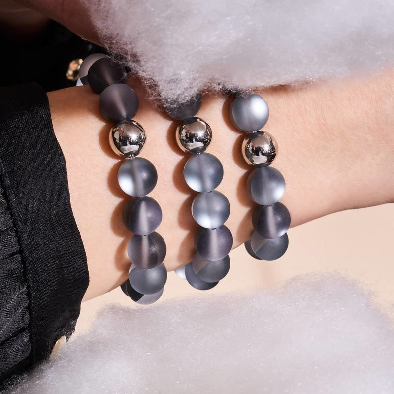 Carbonite | Silver | Mermaid Glass Statement Bracelet