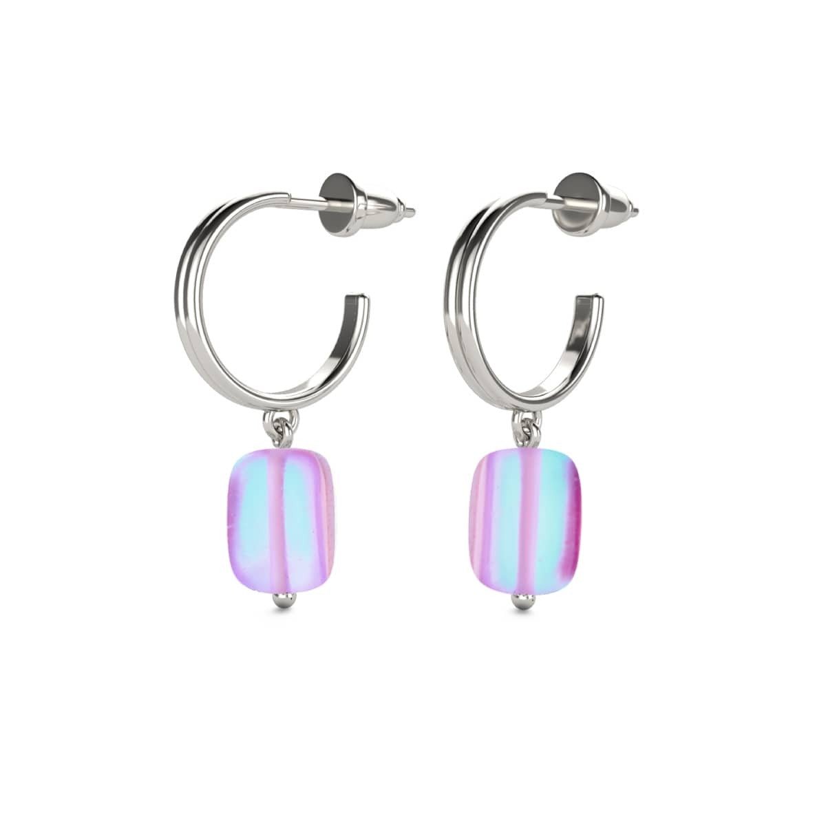Lavender | .925 Sterling Silver | Mermaid Glass Pebble Huggie Earrings