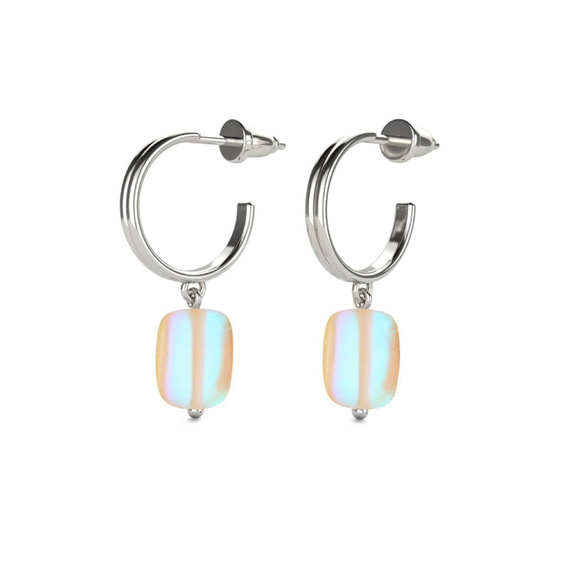 Peach | .925 Sterling Silver | Mermaid Glass Pebble Huggie Earrings