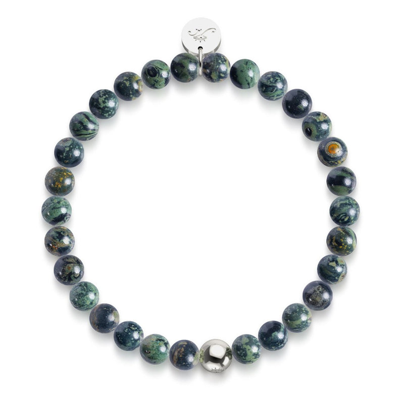 Midnight Green Jasper | .925 Sterling Silver | Healing Gemstone Bead Bracelet