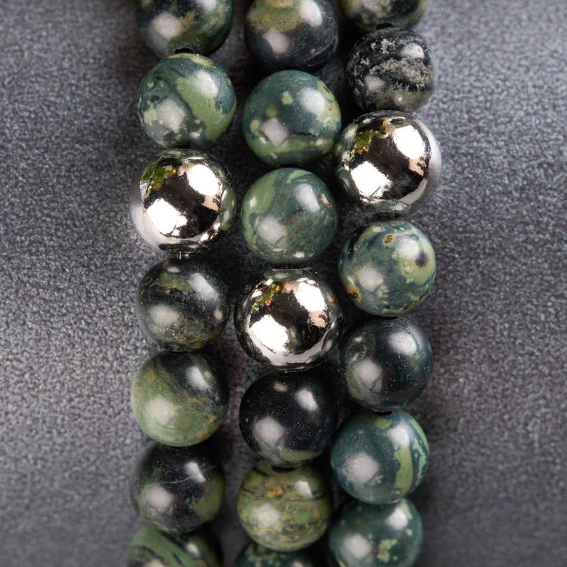 Midnight Green Jasper | .925 Sterling Silver | Healing Gemstone Bead Bracelet