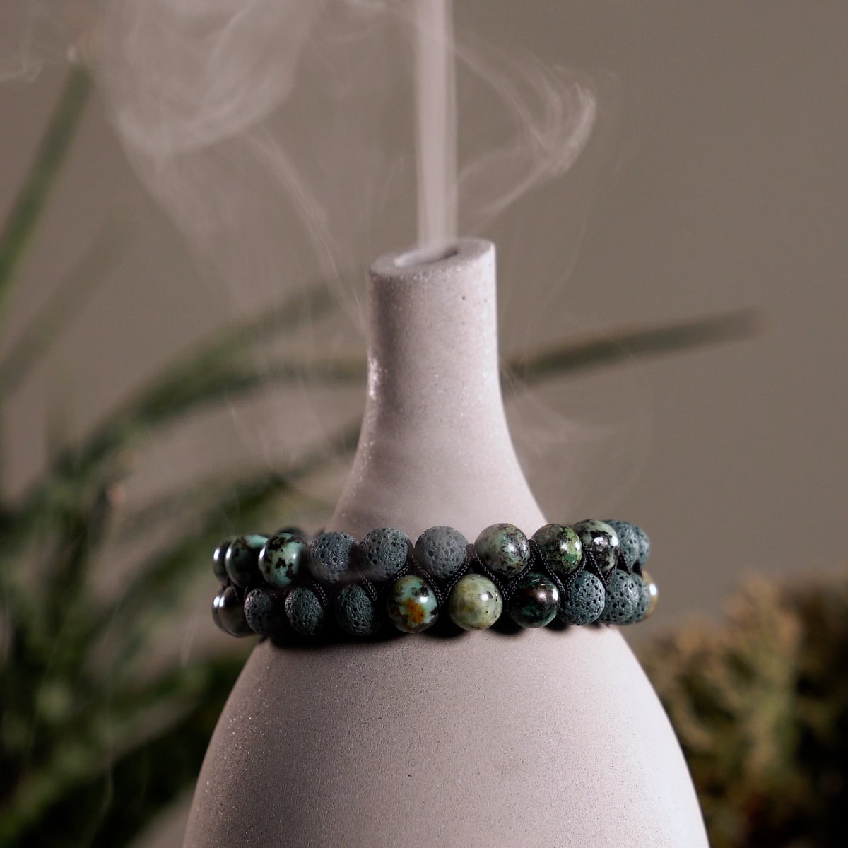 Lava Rock Diffuser | .925 Sterling Silver | Focus Gemstone Macrame Bra ...