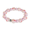 Pink Peony Firefly Glass Bloom & Silver Foil Bracelet