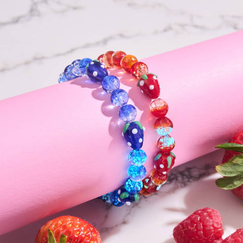 Red Strawberry Fields | .925 Sterling Silver | Firefly Glass Berry Bracelet