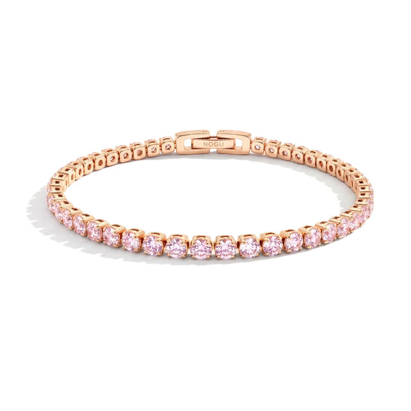 Pink Crystal x 18k Rose Gold | Tennis Club Bracelet