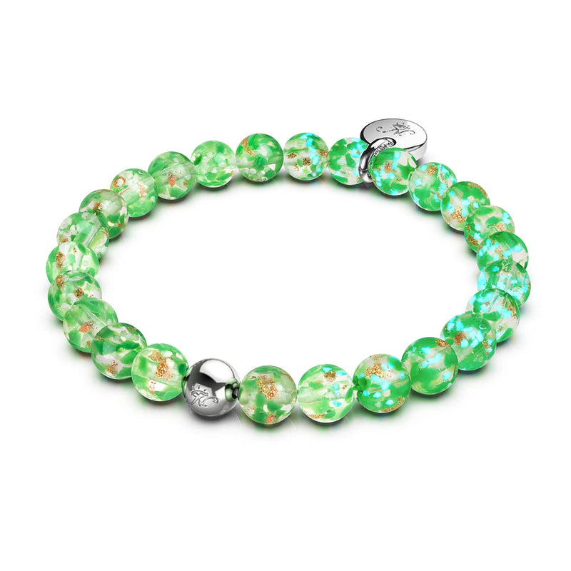 Emerald | .925 Sterling Silver | Firefly Glass Watercolor Bracelet