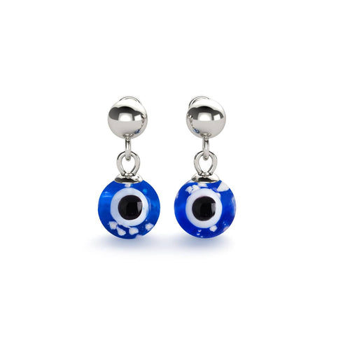 Nazar | .925 Sterling Silver | Firefly Glass Evil Eye Drop Stud Earrings
