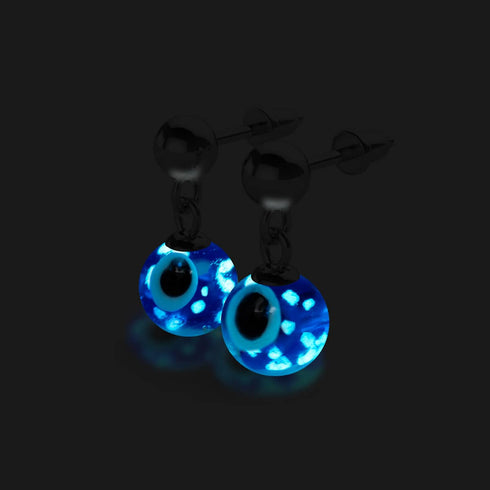 Nazar | .925 Sterling Silver | Firefly Glass Evil Eye Drop Stud Earrings