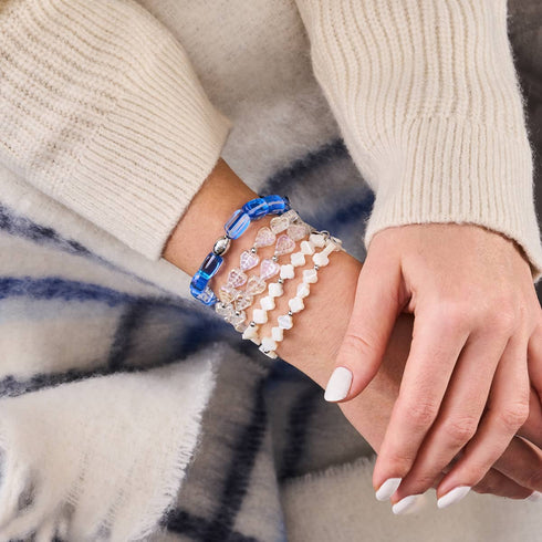 Sapphire Supernova | .925 Sterling Silver | Galaxy Glass Pebble Bracelet
