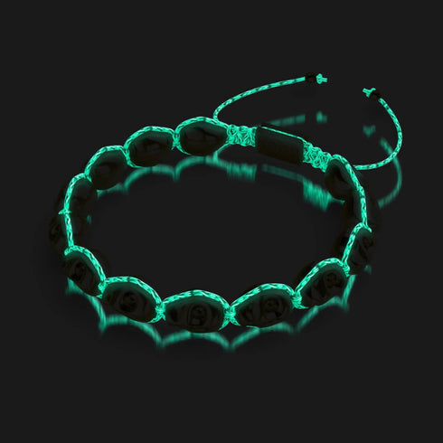 Cobalt Eclipse | Unicorn Hematite Skulls x Blue GloWeave | Macrame Bracelet