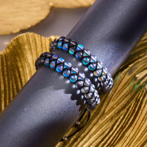 Grey | Silver | Double Mermaid Glass Bracelet