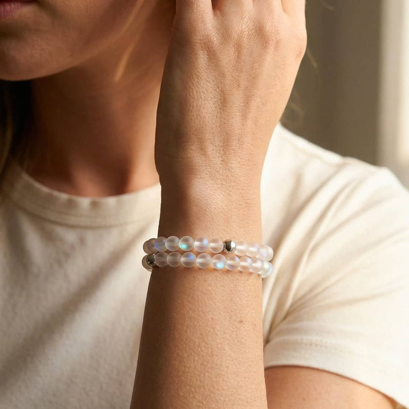 Rainbow White | Silver | Mermaid Glass Bead Bracelet
