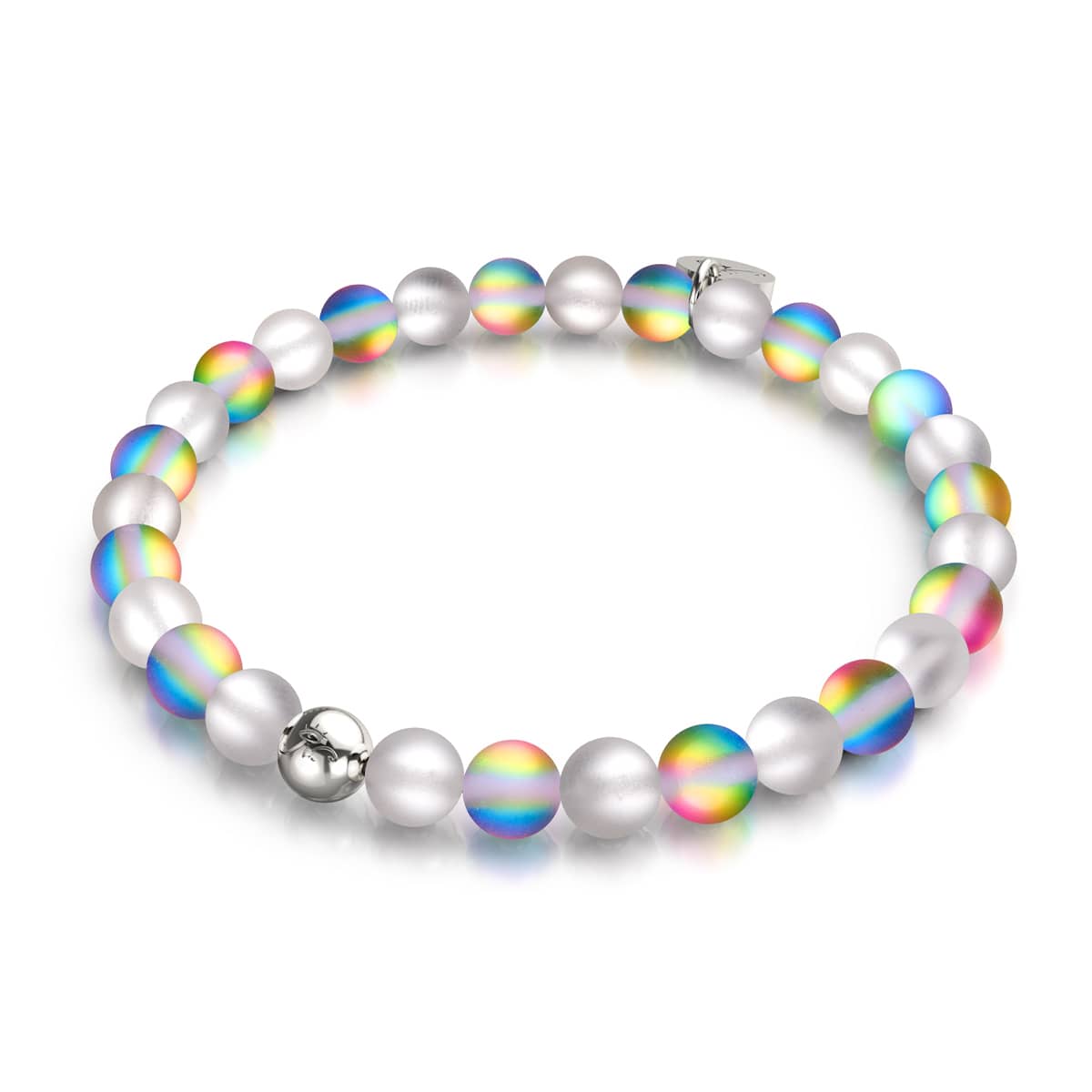 NOGU Rainbow White | Silver | Mermaid Glass Bead Bracelet
