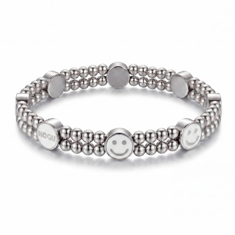 Silver x White Luminous Enamel | Smile Bracelet