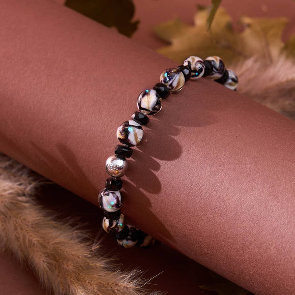Midnight Shimmer | Firefly Glass x Black Crystal Swirl Bracelet