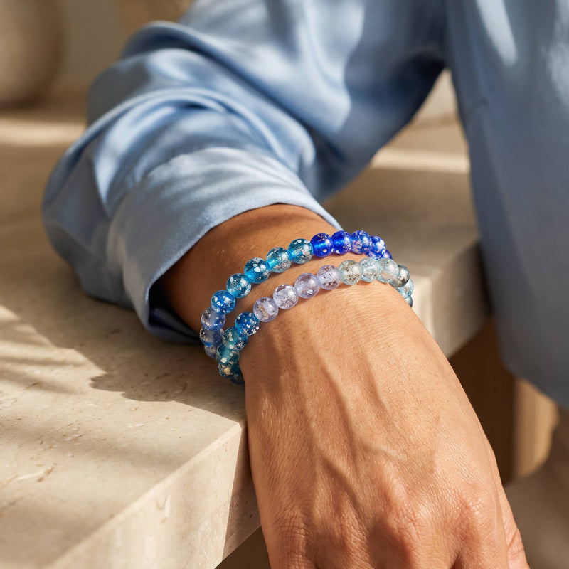 Aquamarine Ombre | 6mm Firefly Glass Bracelet