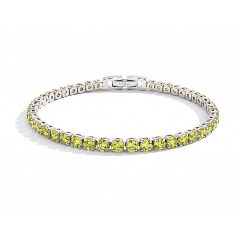 Peridot Crystal x Rhodium | Tennis Club Bracelet