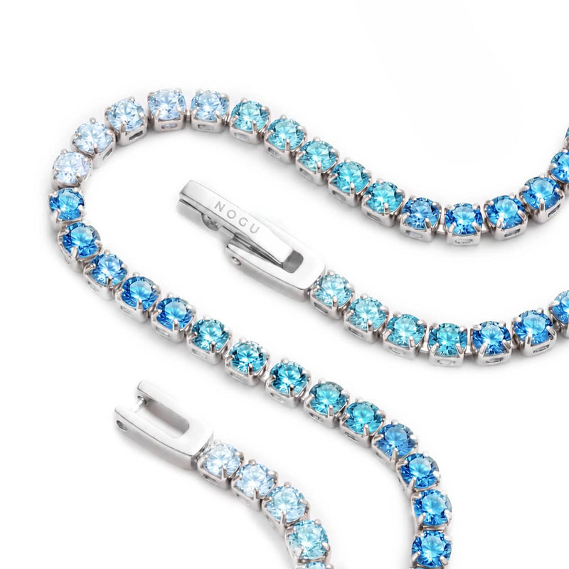 Aquamarine Ombre Crystal x Rhodium | Tennis Club Bracelet