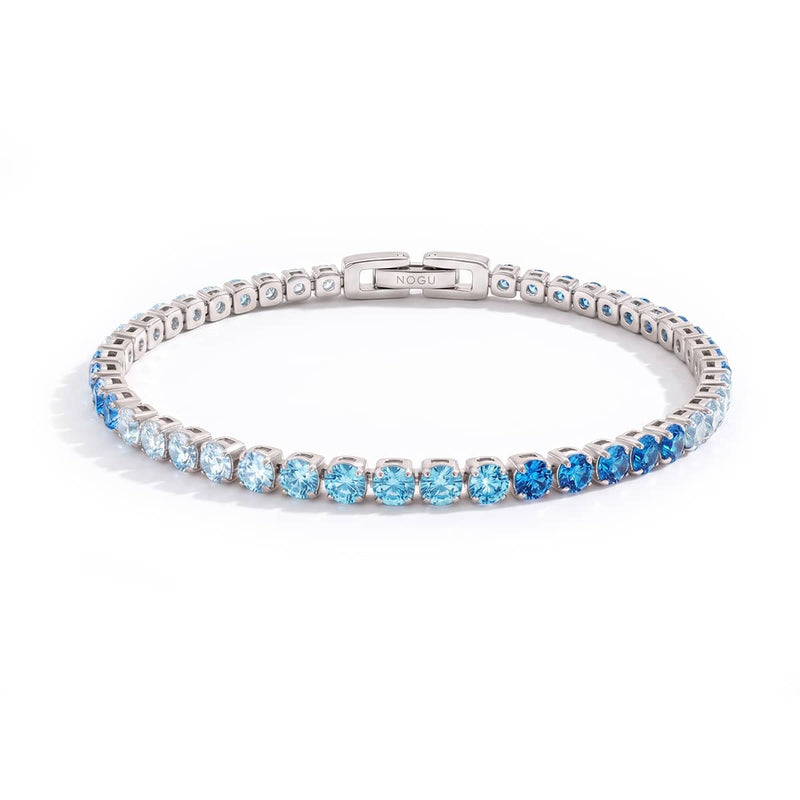 Aquamarine Ombre Crystal x Rhodium | Tennis Club Bracelet