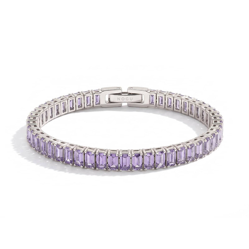 Amethyst Baguette Cut Crystal x Rhodium | Tennis Bracelet