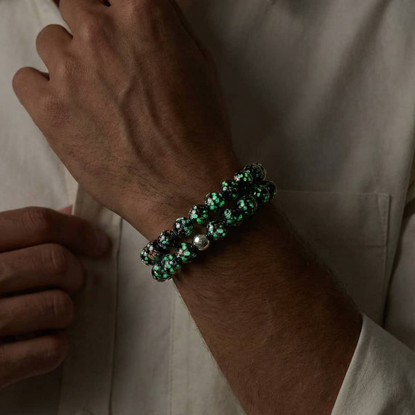 Obsidian | .925 Sterling Silver | Firefly Glass Bracelet