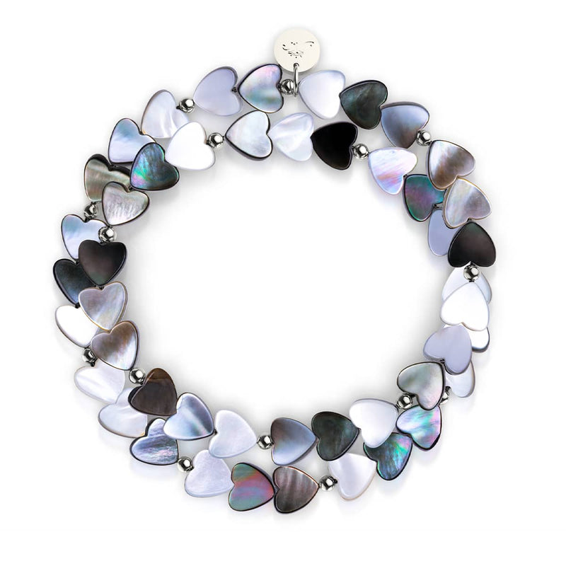 Black Mother of Pearl | .925 Sterling Silver | Heart Wrap