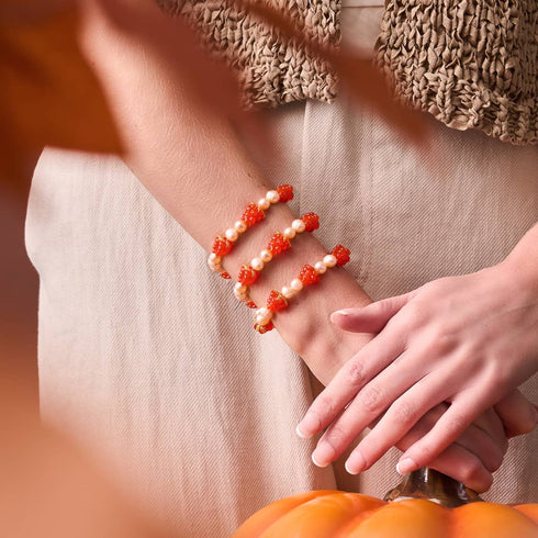 Orange x Champagne Pearl | .925 Sterling Silver | Berry Bracelet