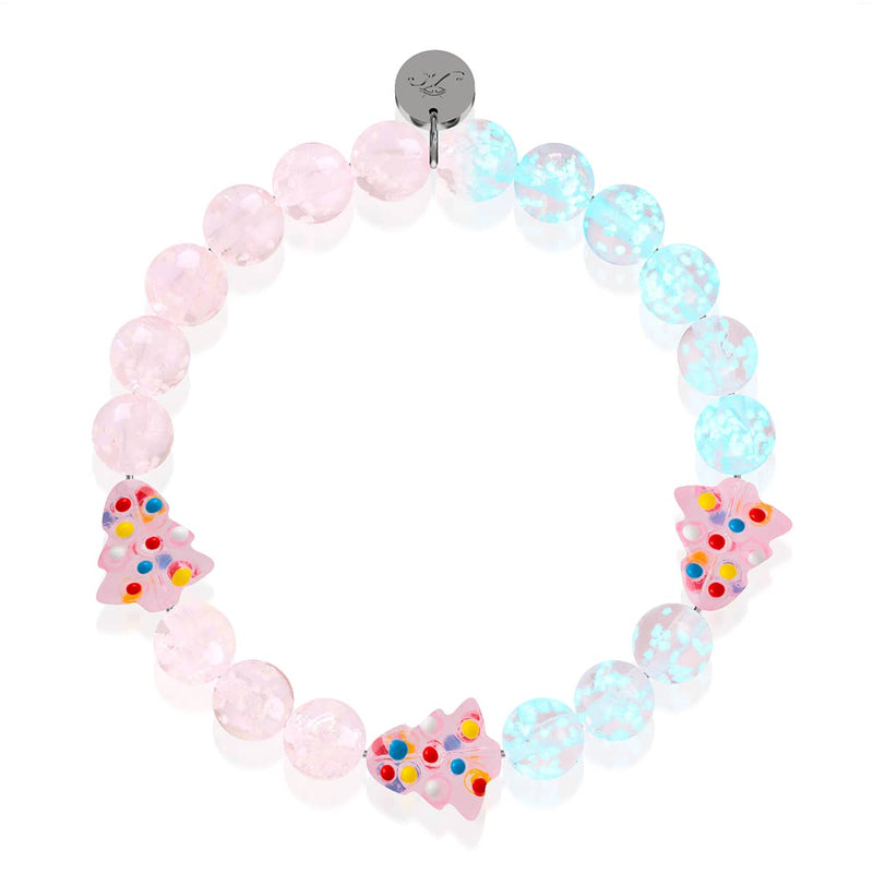 Pink Evergreen | Silver | Firefly Glass Bracelet