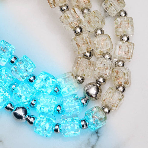 Alabaster | Silver | Firefly Glass Pebble Bracelet