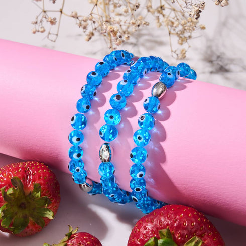 Azul | .925 Sterling Silver | Firefly Glass Evil Eye Bracelet