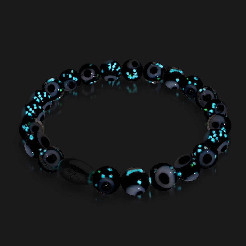Black | .925 Sterling Silver | Firefly Glass Evil Eye Bracelet