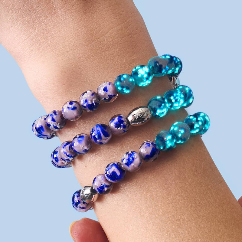 Blue Iris | .925 Sterling Silver | Firefly Glass Bracelet
