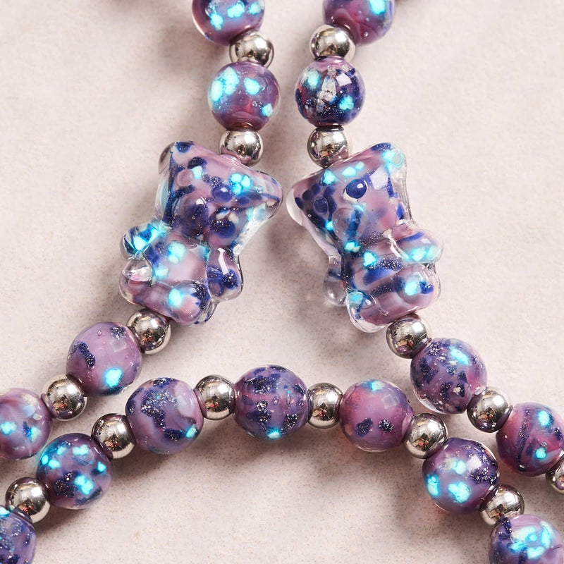 Blue Iris | Silver | Firefly Glass Bear Bracelet