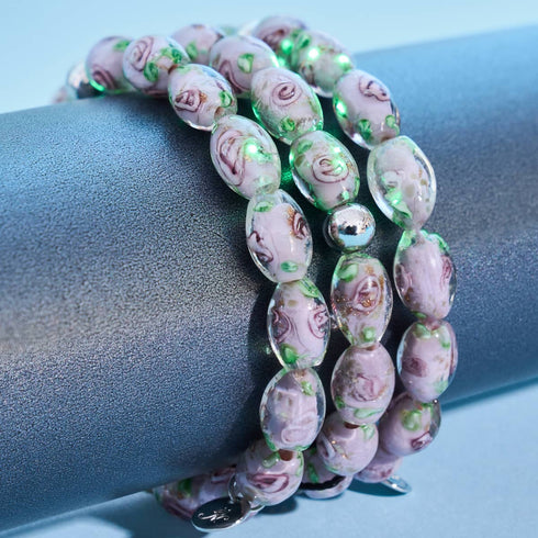 Purple Rose | .925 Sterling Silver | Firefly Glass Garden Bracelet
