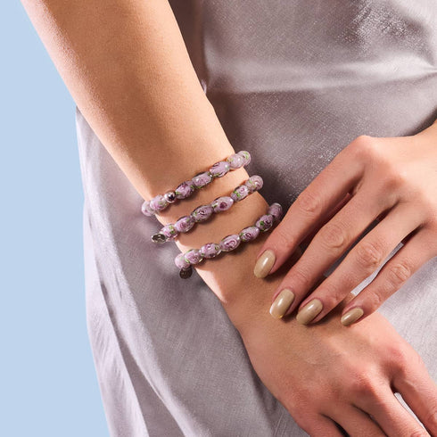 Purple Rose | .925 Sterling Silver | Firefly Glass Garden Bracelet
