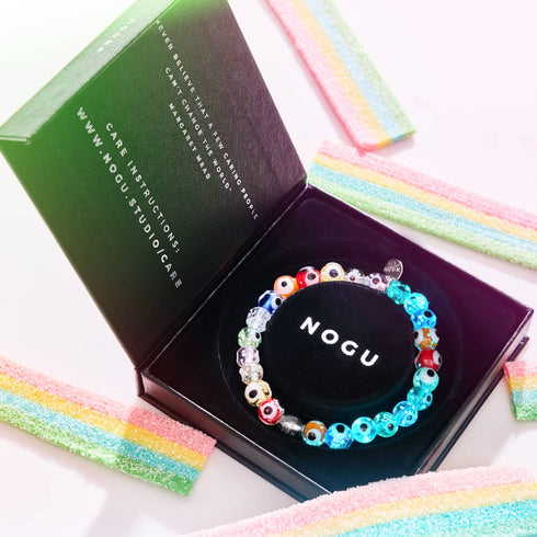 Rainbow | .925 Sterling Silver | Firefly Glass Evil Eye Bracelet