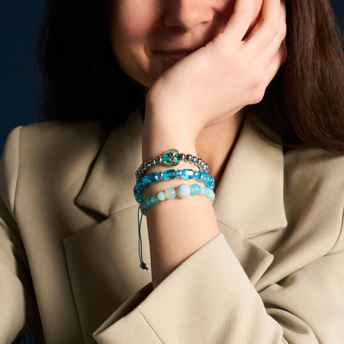 Teal | Firefly Glass Hearts Essence Bracelet