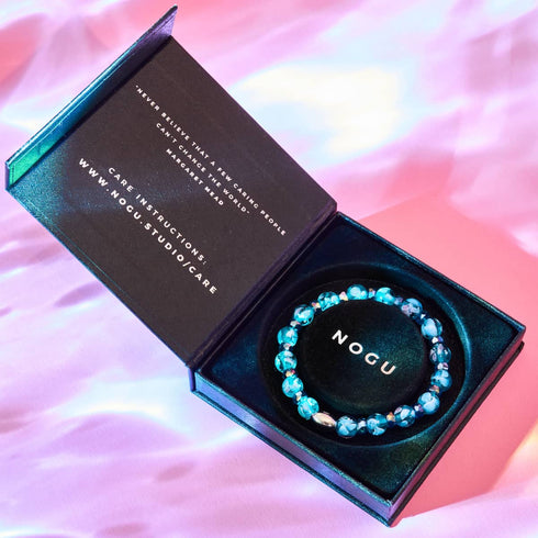 Teal Orchid | .925 Sterling Silver | Firefly Glass Blossom Bracelet
