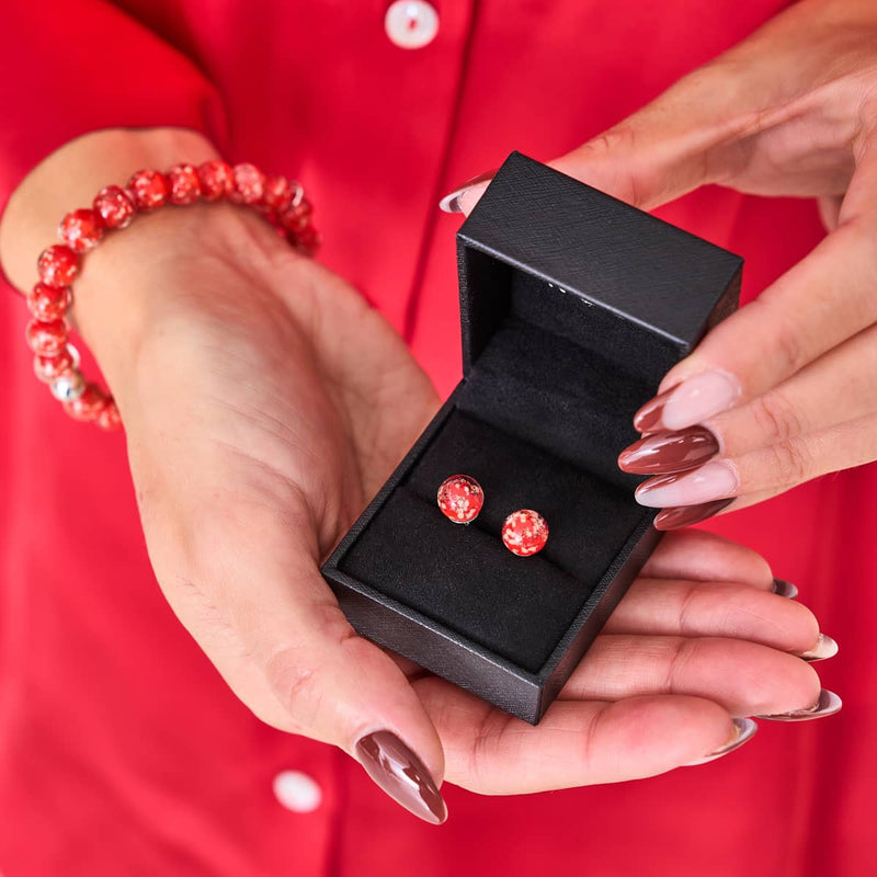 Crimson | .925 Sterling Silver | Firefly Glass Stud Earrings