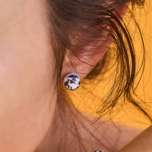 Starlit Waves | .925 Sterling Silver | Firefly Glass Stud Earrings