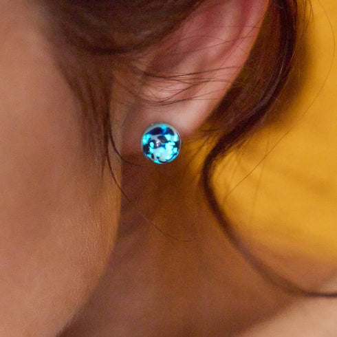 Starlit Waves | .925 Sterling Silver | Firefly Glass Stud Earrings